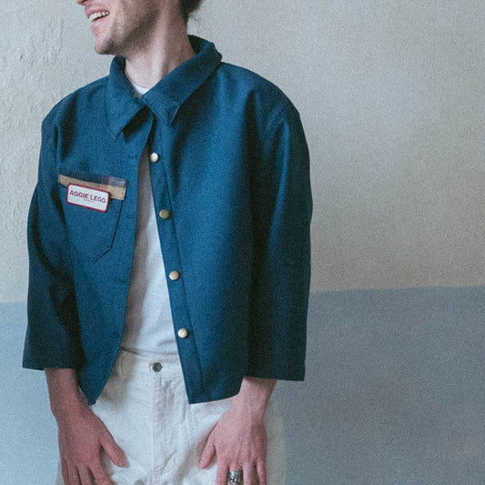 AGL Box Jacket - Prussian Blue & Check, Size B